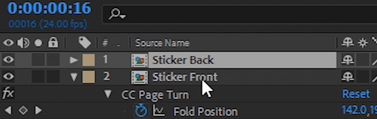 Screenshot of how to add the Sticker Back precomp to your composition