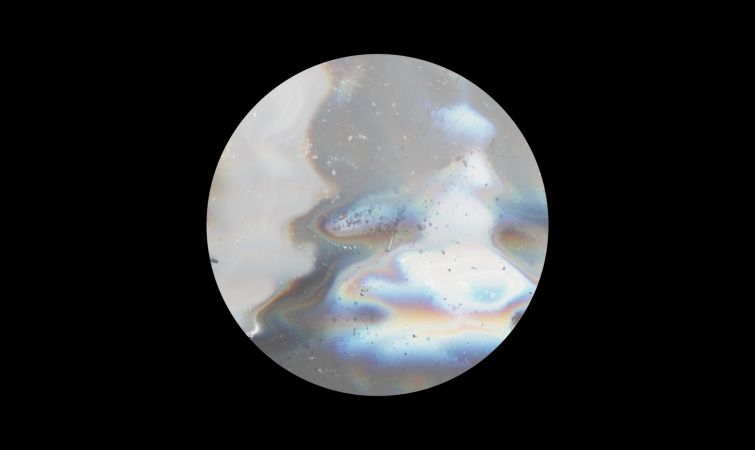 Holographic sticker on black background