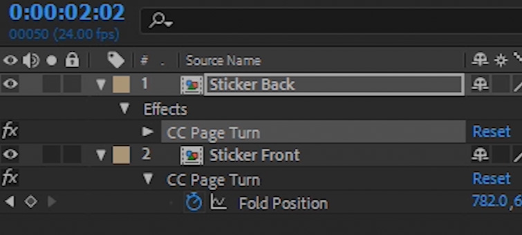 How to copy and paste the sticker front precomp to the sticker back precomp