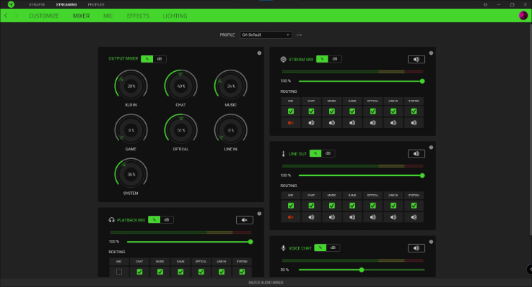 Screenshot of the mix tab