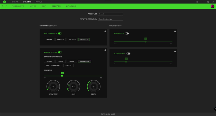 Screenshot of how to use the Effects tab