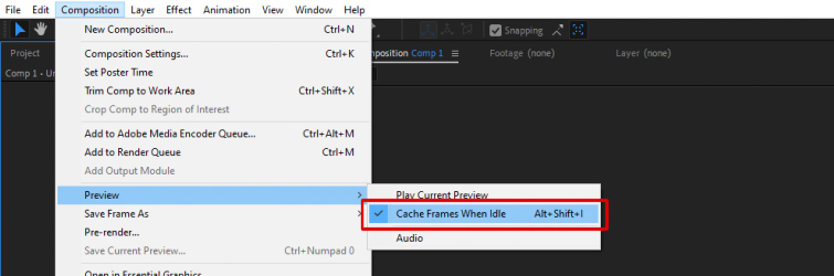 Screenshot of how to enable Cache Frames When Idle