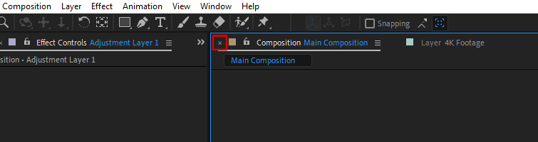 Screenshot of how to close the composition preview window