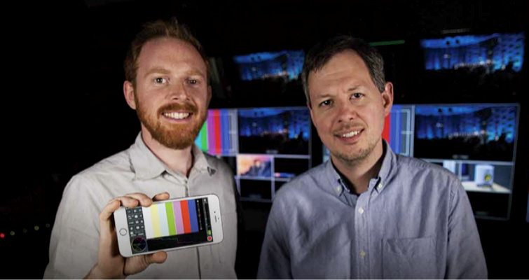 PhDs Patrick Holroyd and Phil Watten showing their first MAVIS app