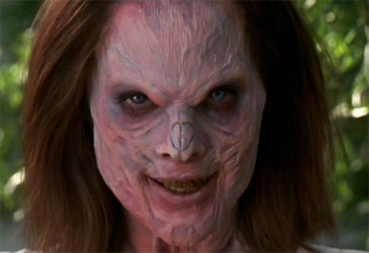 Closeup of a vampire in the TV series Buffy the Vampire Slayer