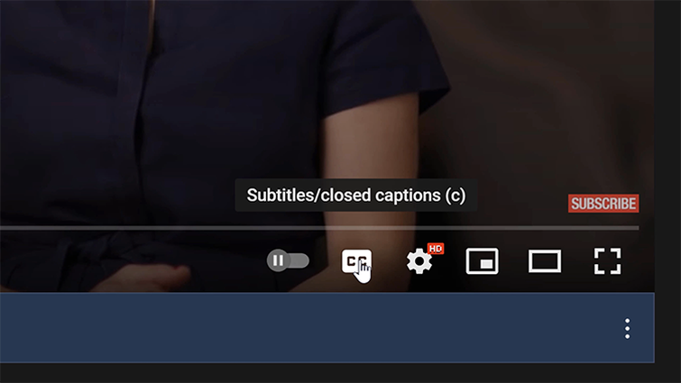 Screenshot of how to select closed captions