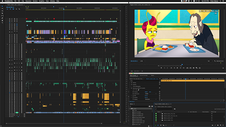 Screenshot of editing the animated show Human Resources