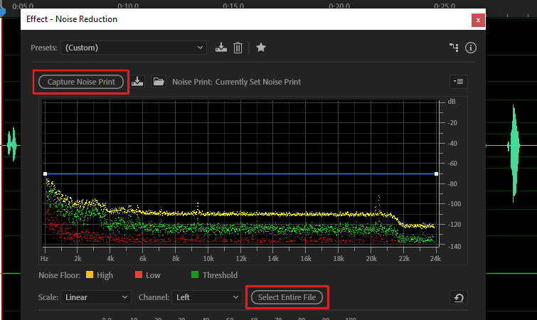 Screenshot of Noise Reduction settings