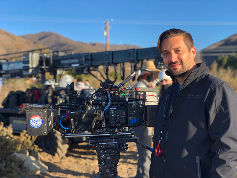 DP Luke Miller on the set of Grace and Frankie