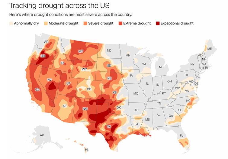 Drought map of the United States