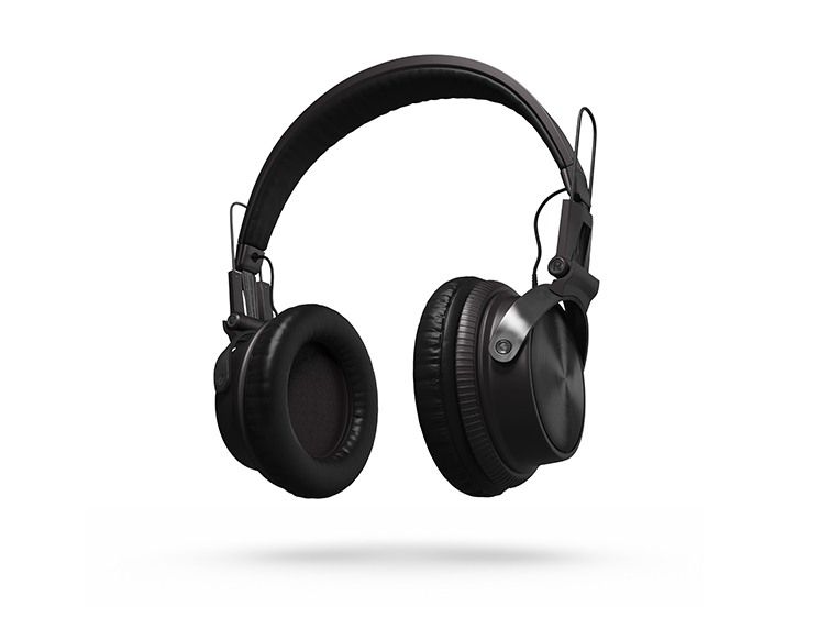 Generic Black Over-Ear Headphones Against a White Backdrop