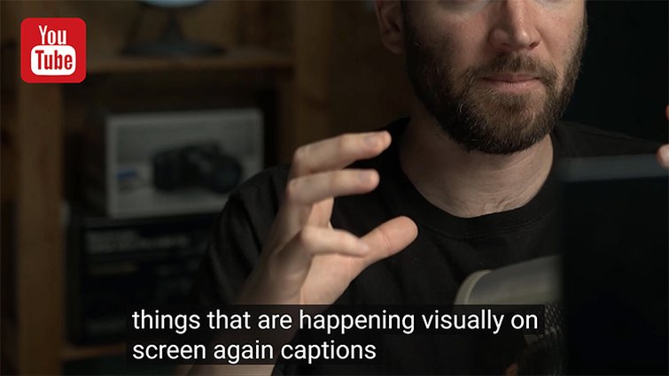 Caption speaking to what is visually happening on screen