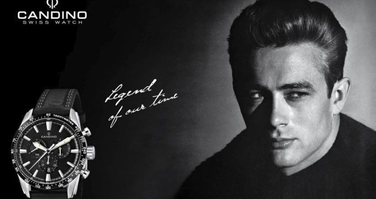 James Dean in a current-day watch ad