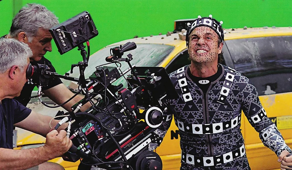 Actor Mark Ruffalo during a CGI scene in the movie The Avengers