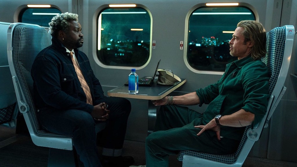 Actors Brian Tyree Henry and Brad Pitt in a scene from the movie Bullet Train