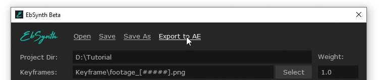 Screenshot of Export to AE Option - Create Glitch Effects with EbSynth