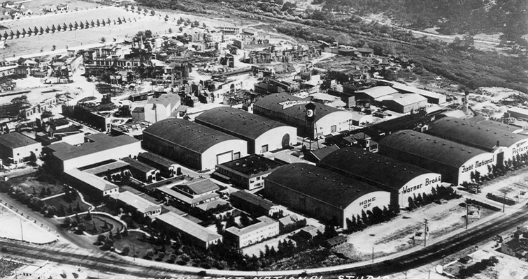 Warner Brothers' First National Studios, High Angle View, Burbank, Los Angeles, California, USA, circa 1930 - Golden Age of Hollywood
