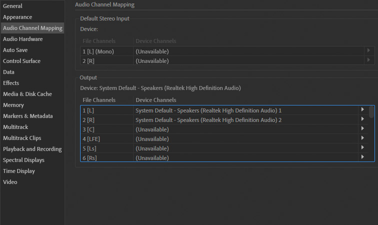 Mix Ambisonics in Audition - Output File Channels