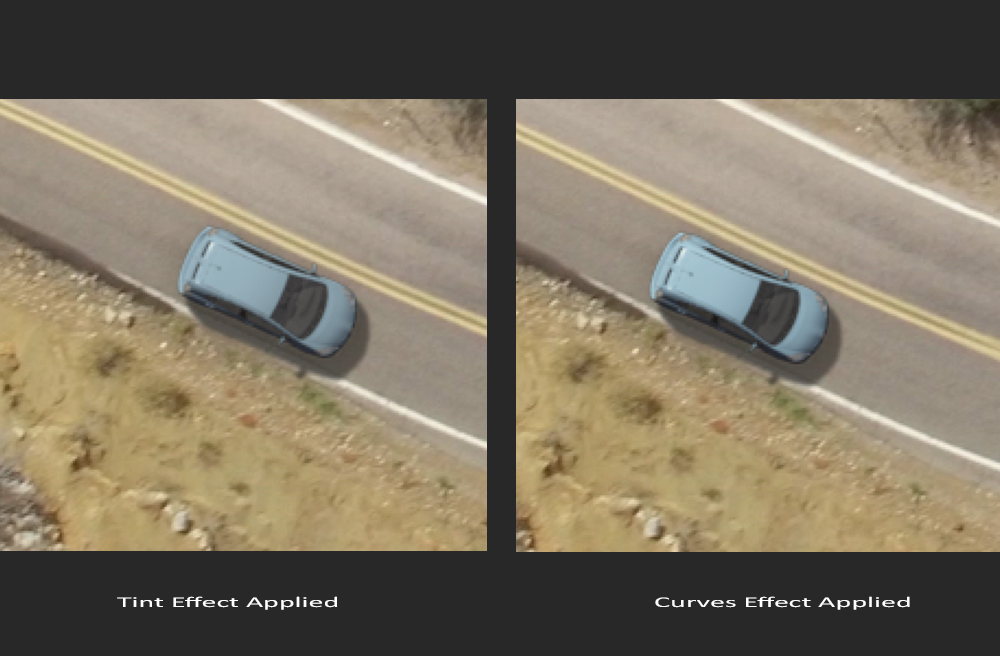 Before-and-after example of applying the curves effect