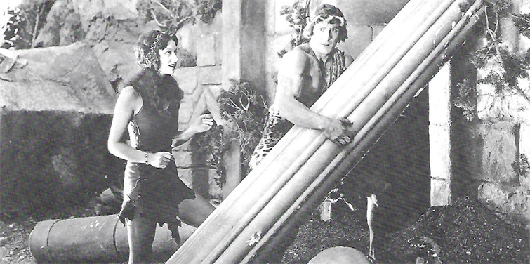 Scene from the black and white film Tarzan the Tiger