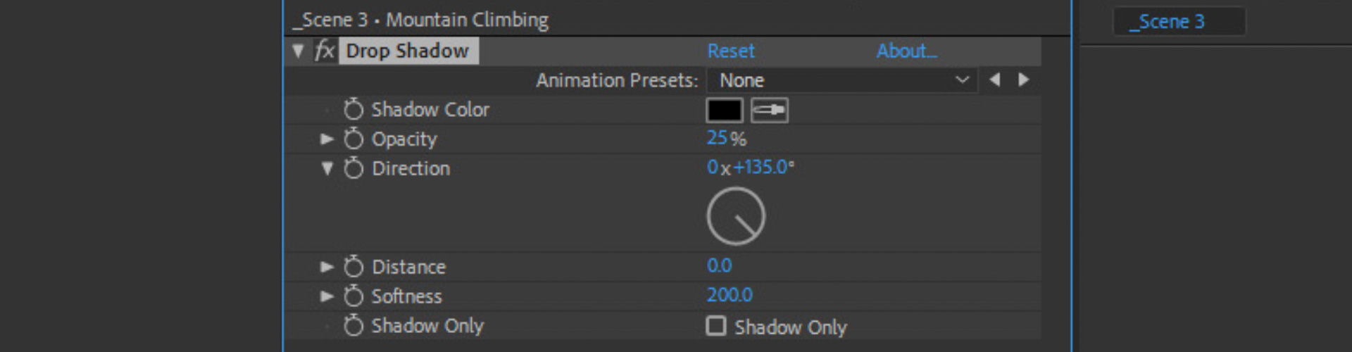 Screenshot of Drop Shadow settings