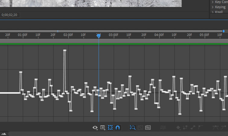 Screenshot of the Graph Editor view of audio keyframes in After Effects