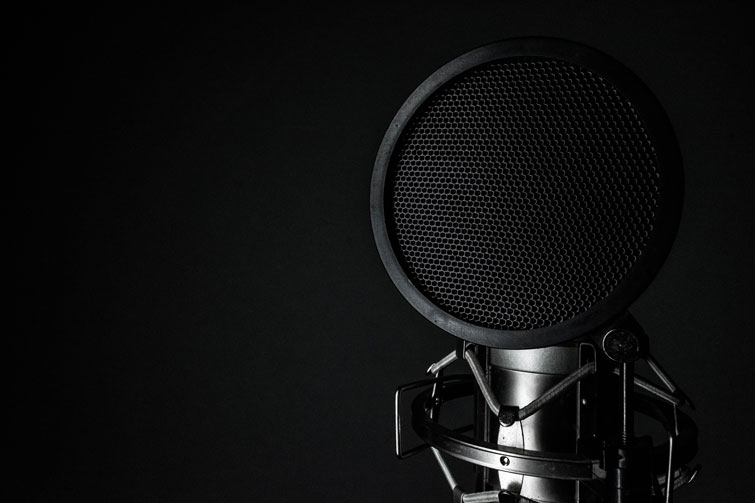 Microphone with a pop filter